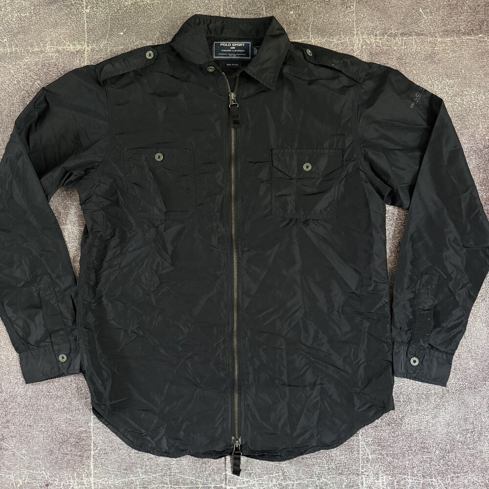 Men's Vintage Polo Sport Ralph Lauren Black Mesh Lined Windbreaker Jacket Sz M